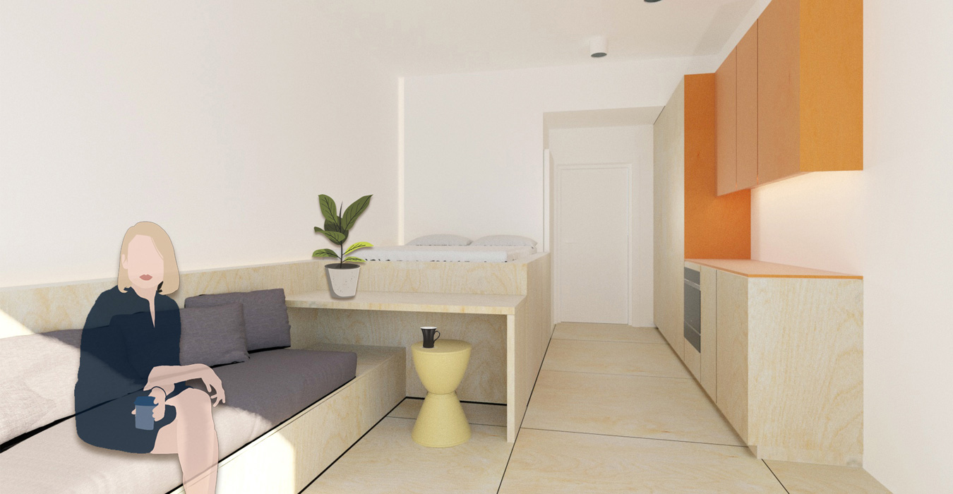 Micro apartment interior in a dormitory in Cyprus