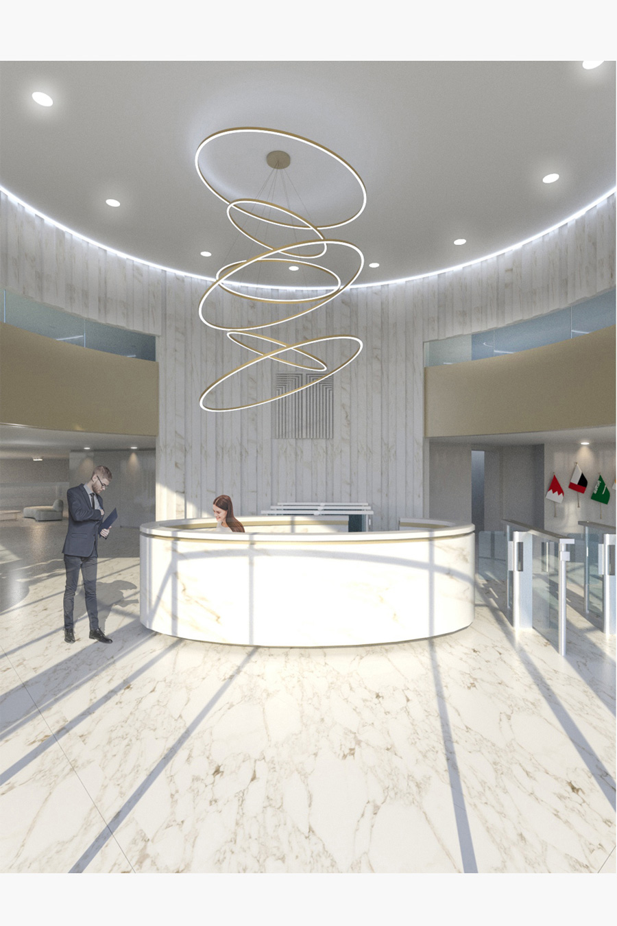 Reception area of an insurance company offices in Bahrain.