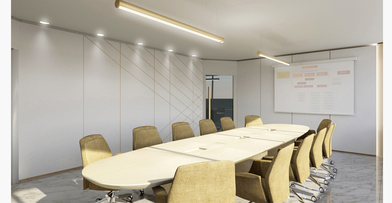 Meeting room interior design of an insurance company in Bahrain.