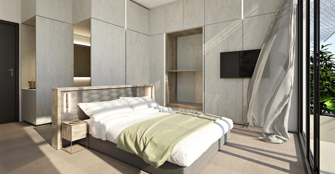 3d visualization of a hotels’ room interior.